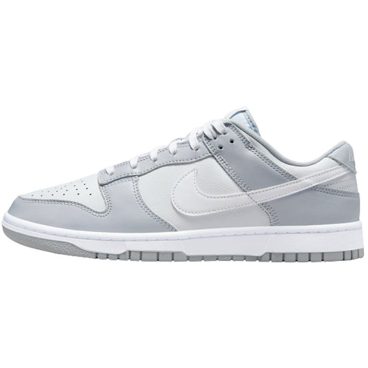 This is the left shoe of Dunk Low Cloud Grey White.